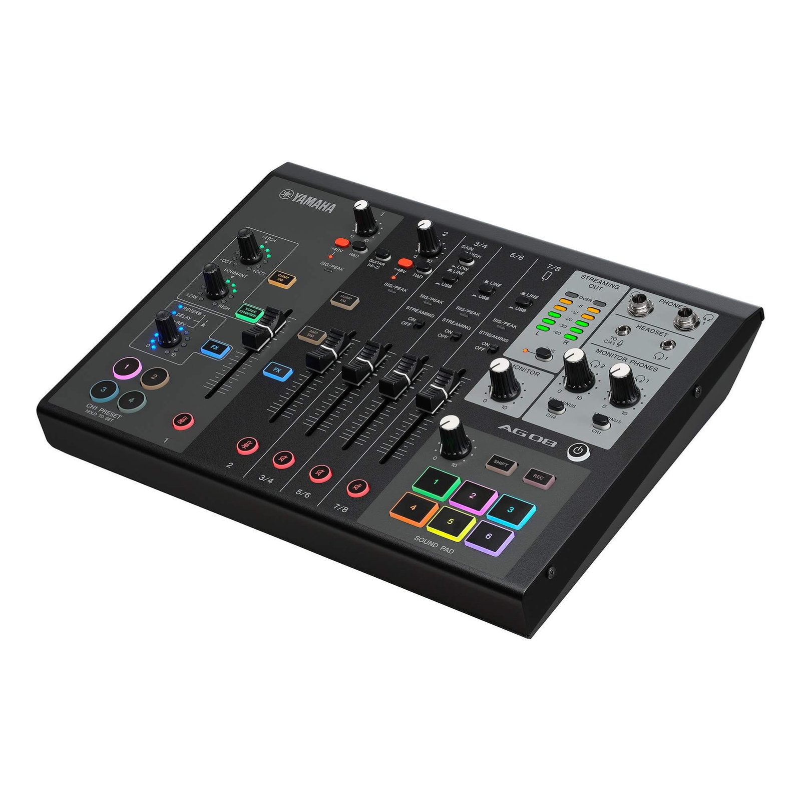 AG08-black-angle01_1bb8ff2e1472723b5f5682d5f79ab2fe Yamaha AG08 Live Streaming Mixer - Image 13