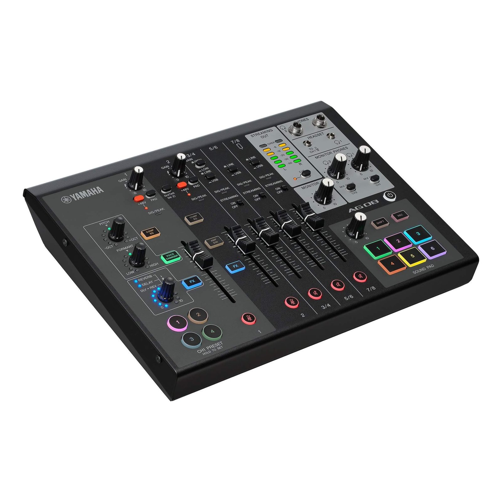 AG08-black-angle02_1a47bb7ec8d26279d9b7b12509b36342 Yamaha AG08 Live Streaming Mixer - Image 12