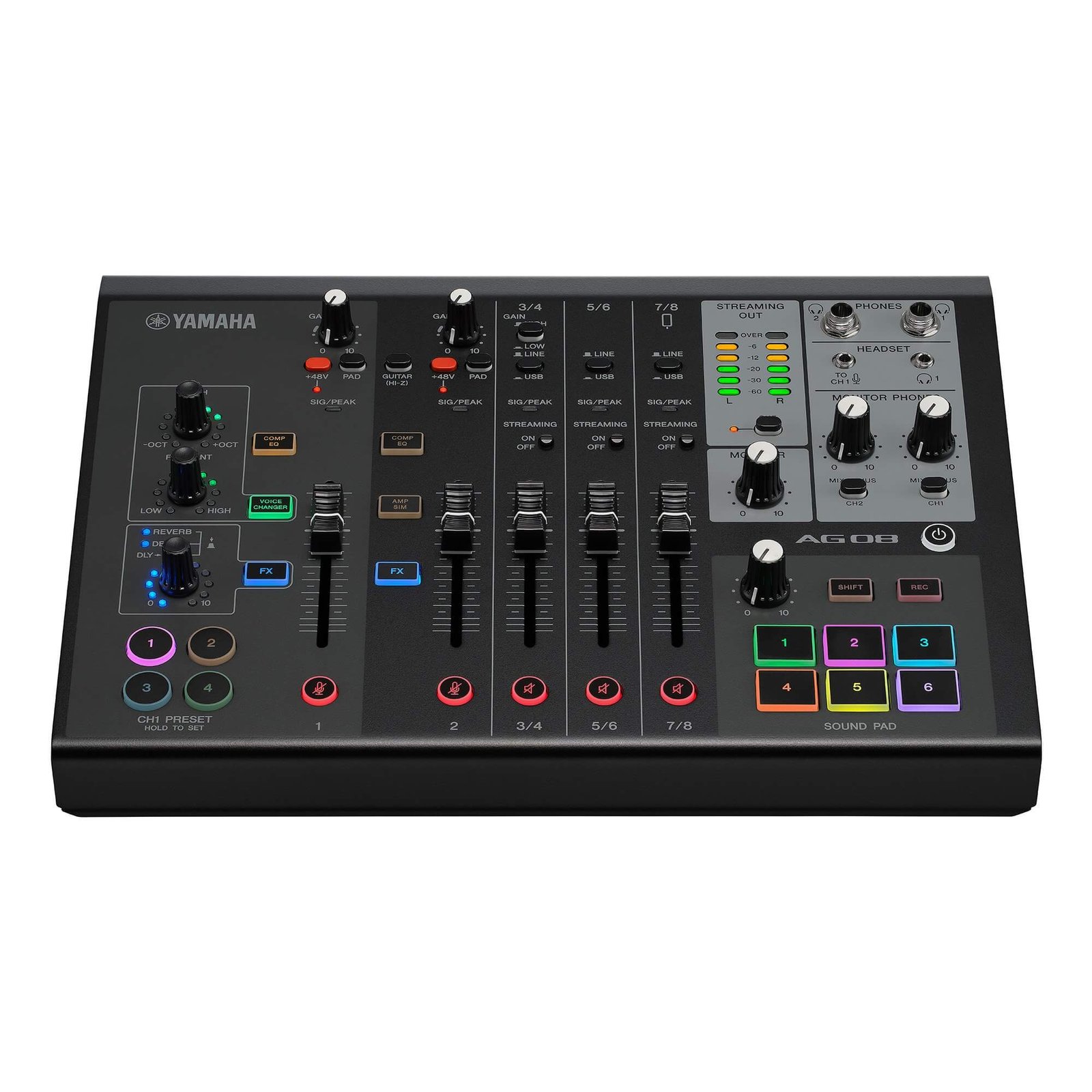 AG08-black-angle03_00843cf7206d95424cec8b056e247351 Yamaha AG08 Live Streaming Mixer - Image 11