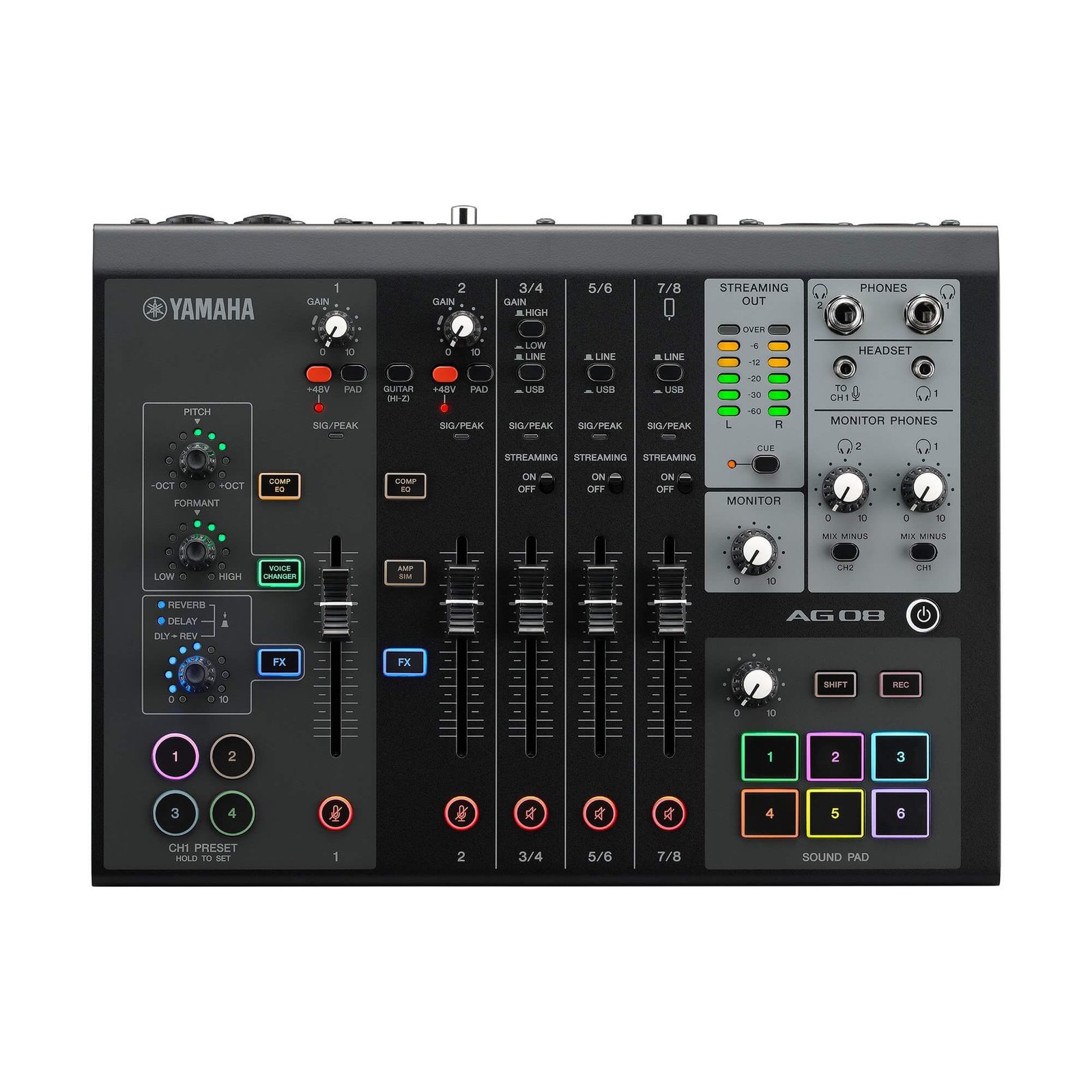 AG08-black-front_5325a2435c209d5fec24c415771ee6ed Yamaha AG08 Live Streaming Mixer - Image 10
