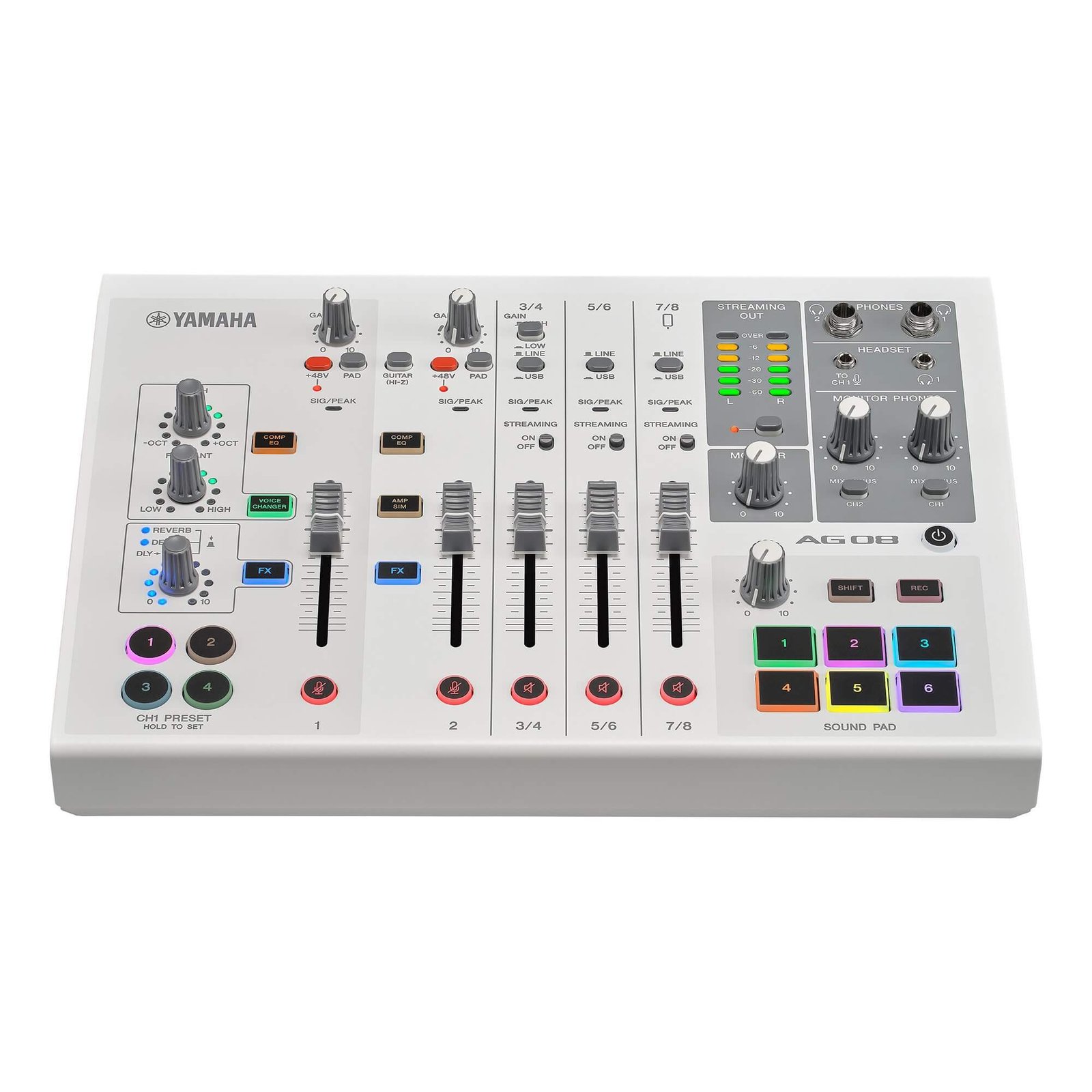 AG08-white-angle03_07ea6a6fd554e9861d5ff2701c897d76 Yamaha AG08 Live Streaming Mixer - Image 5