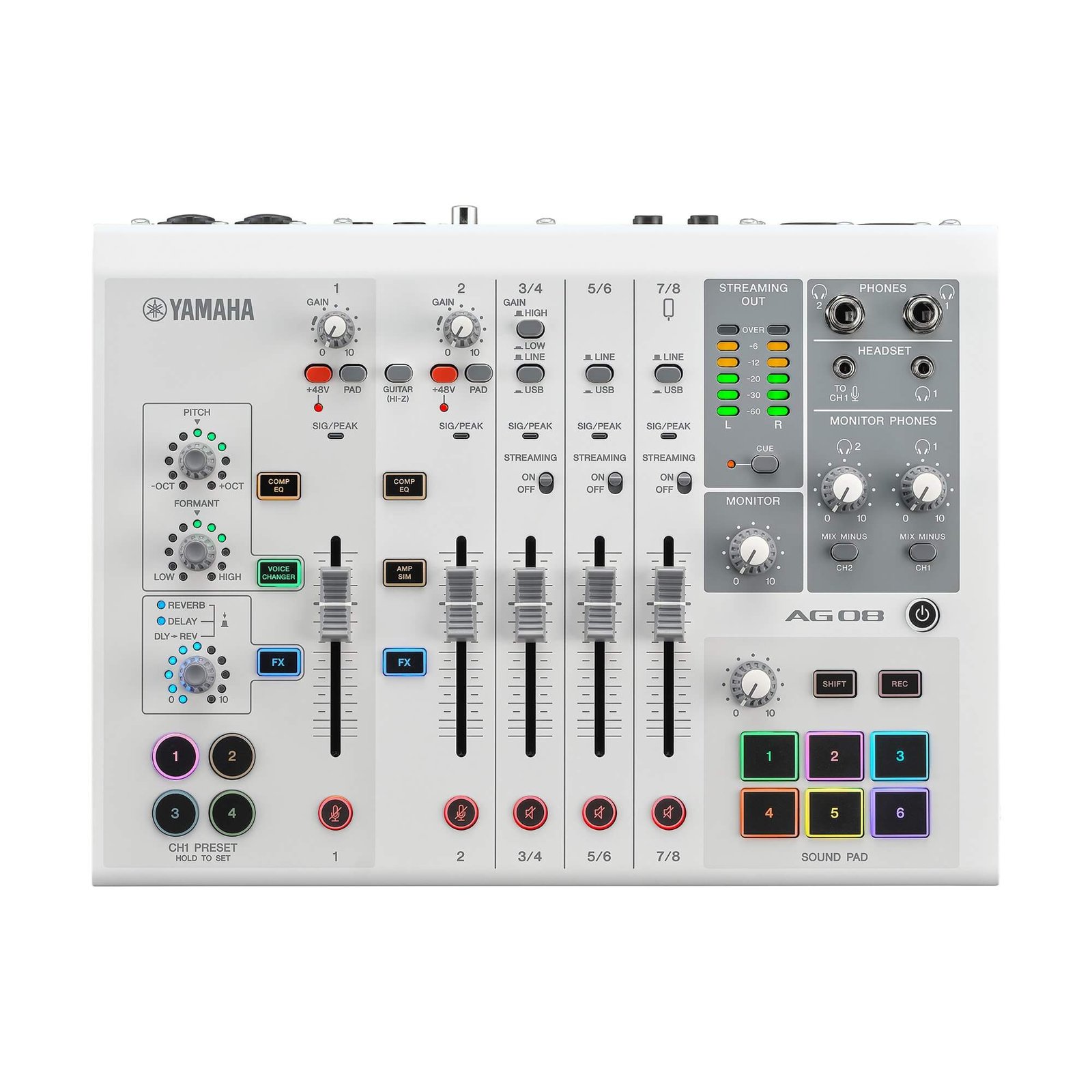 AG08-white-front_99b9d609a04408d9edba0351335a4824 Yamaha AG08 Live Streaming Mixer - Image 4