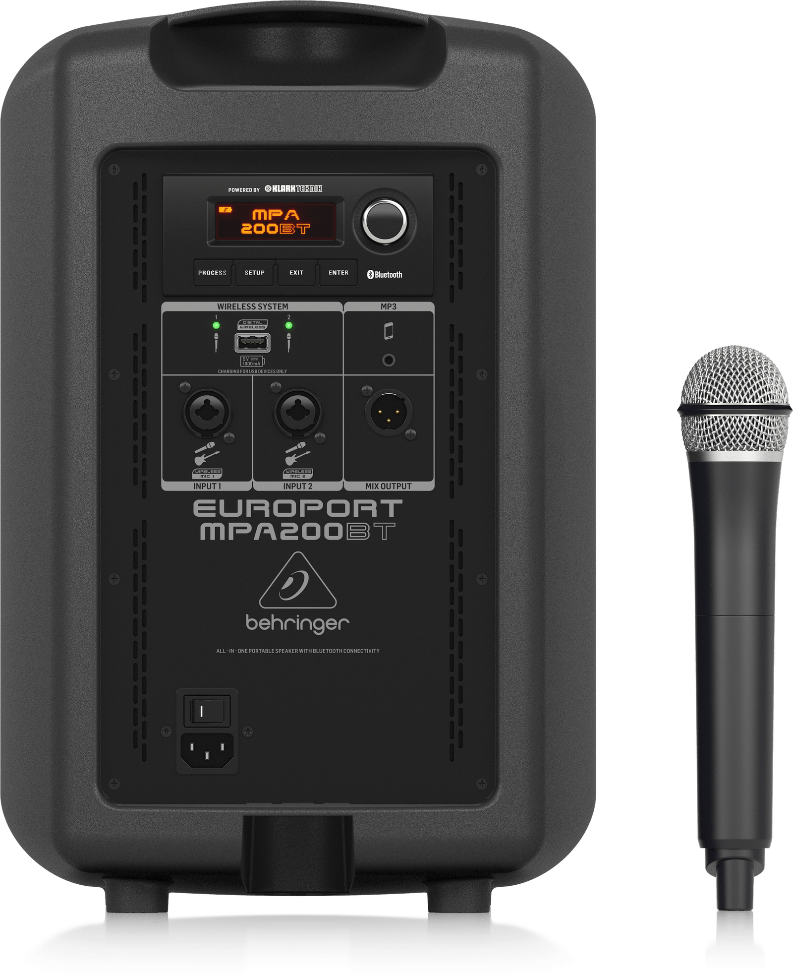 mpa200bt back with mic Behringer MPA200BT Portable Speaker - Image 3